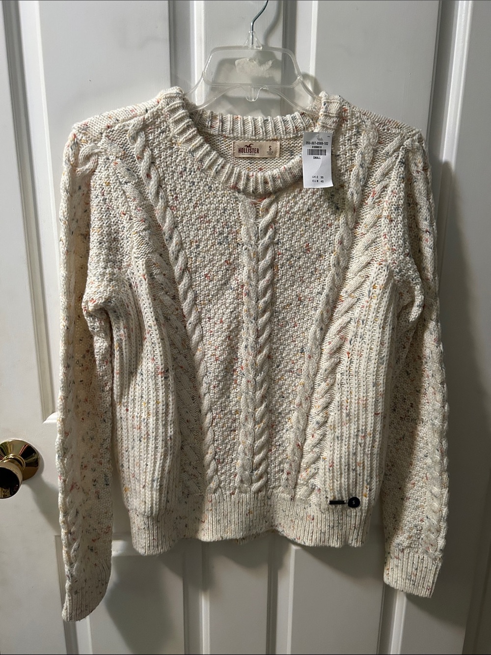 Hollister Cream Cable-Knit Sweater with sprinkles Multicolor size s New